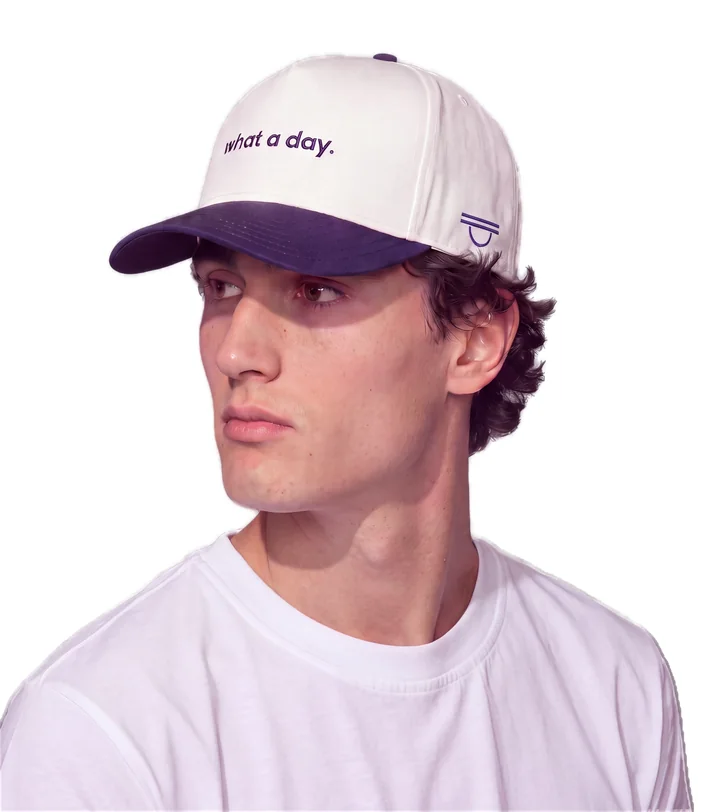 wearing the cap, turned: the sunset mark on the left side